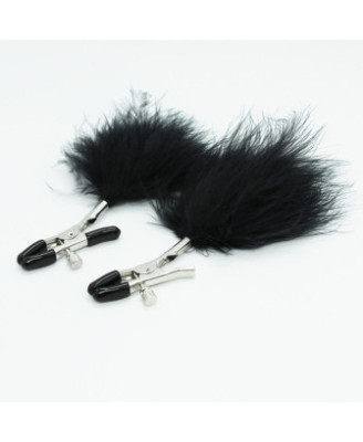 Pinces à seins avec plumes noires 